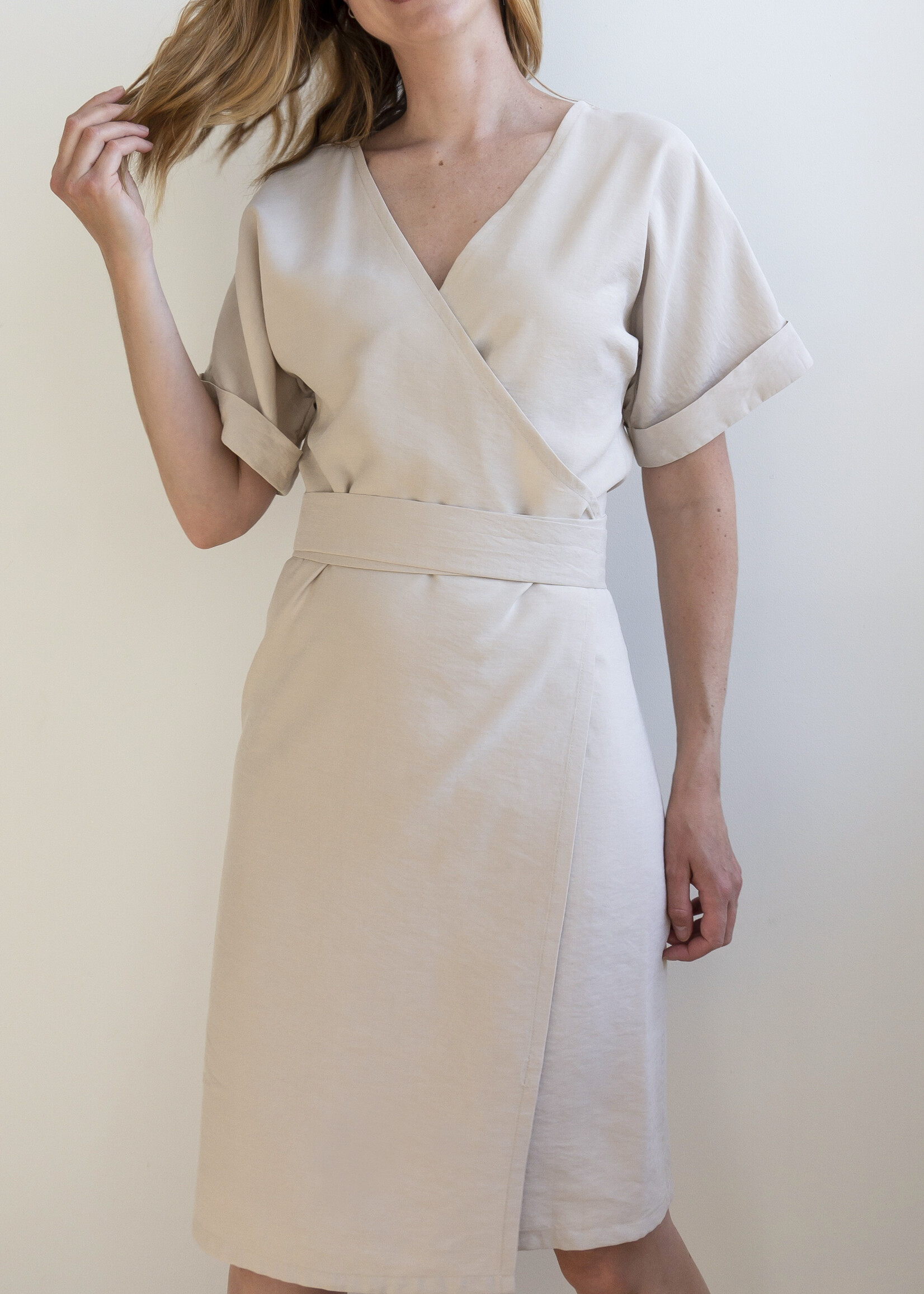 Fenny Faber Fenny Faber - Wikkeljurk geweven kimonomouw - Ecru