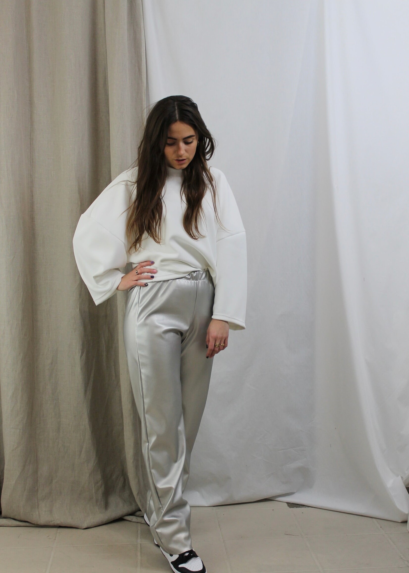 Mooz Mooz - Faux Leather Pants - Silver