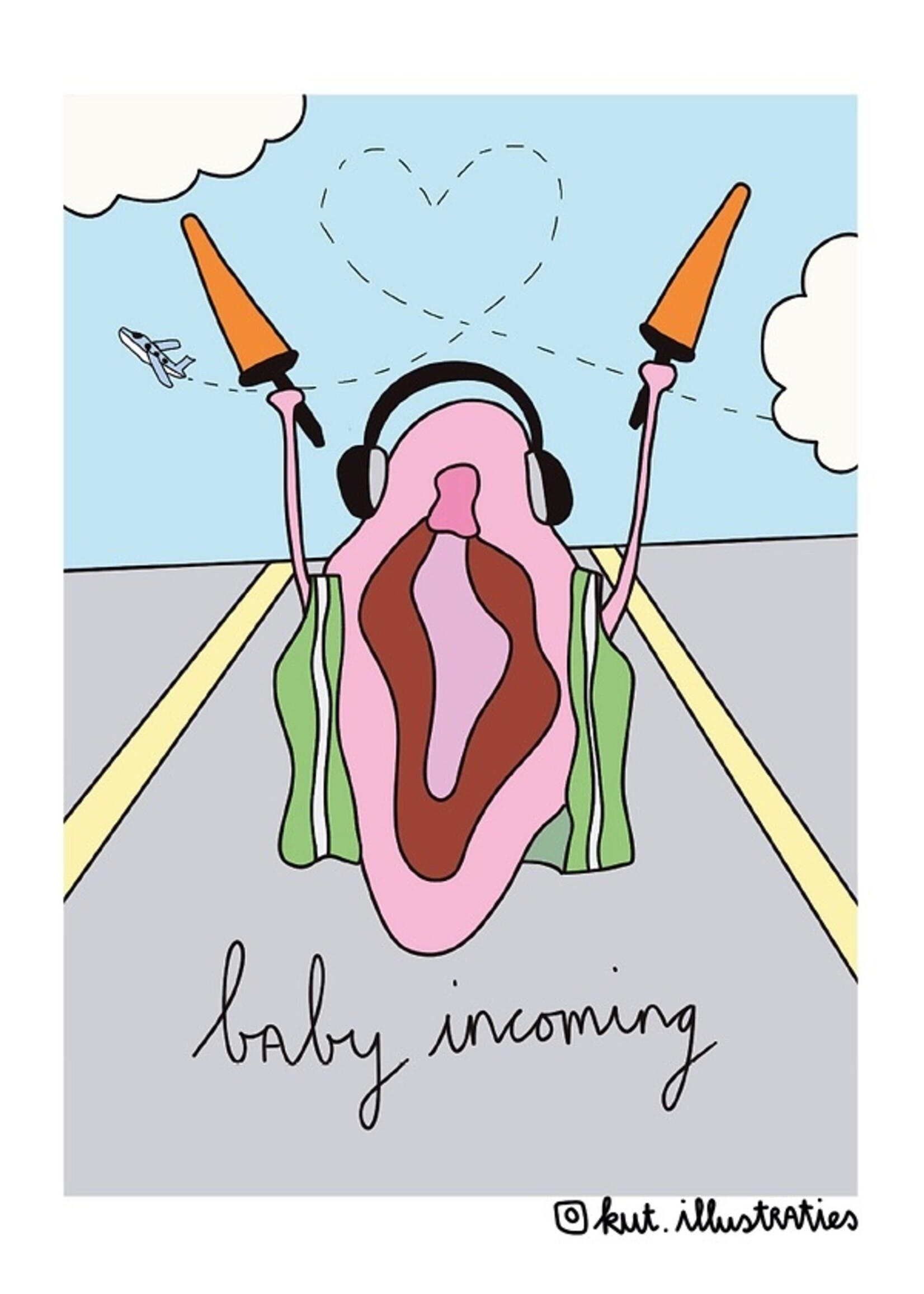 Kut Illustraties Kut Illustraties - Kaart Baby Incoming