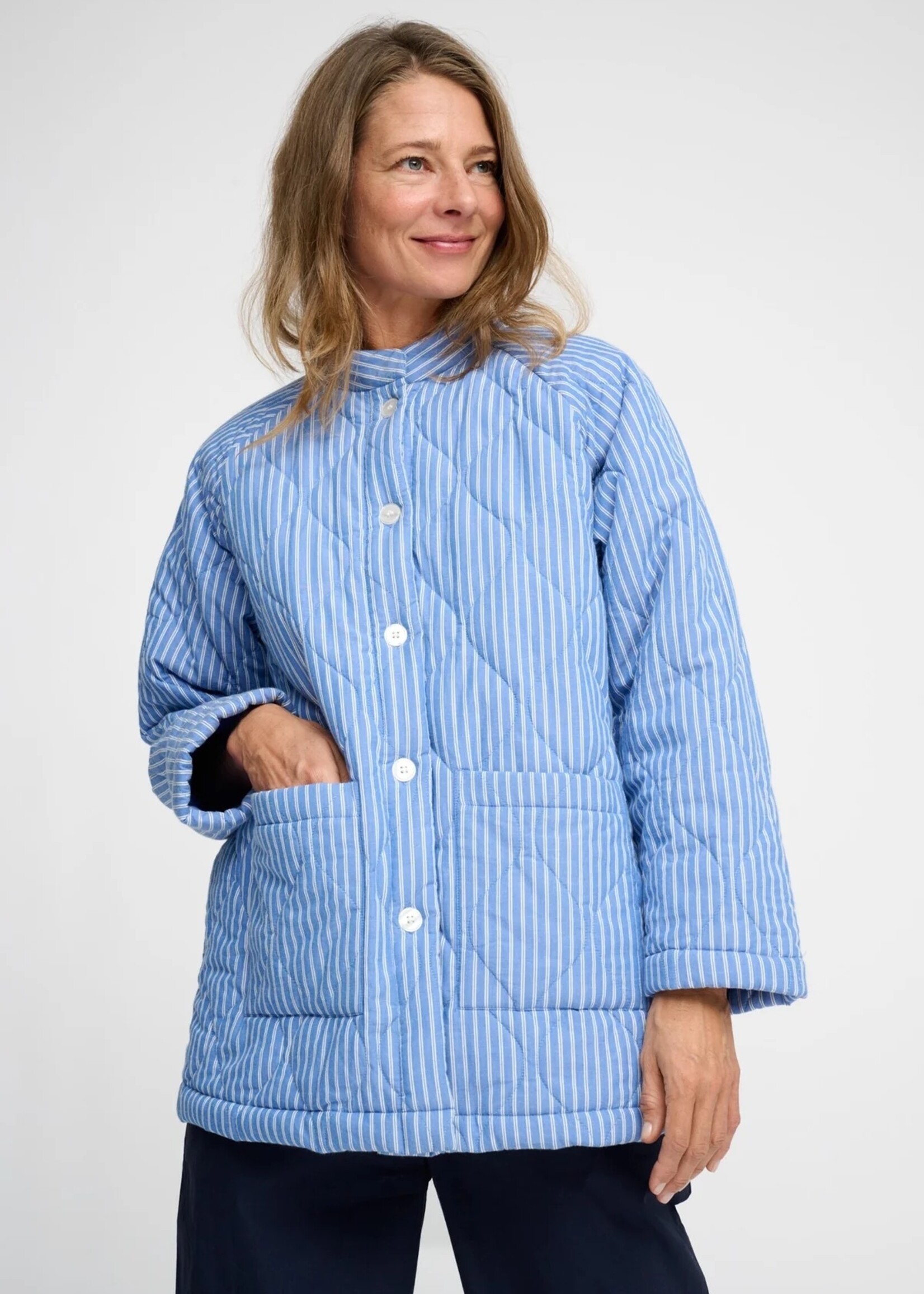Moshi Moshi Mind Moshi Moshi Mind - Halflange Jas Stripe Blauw