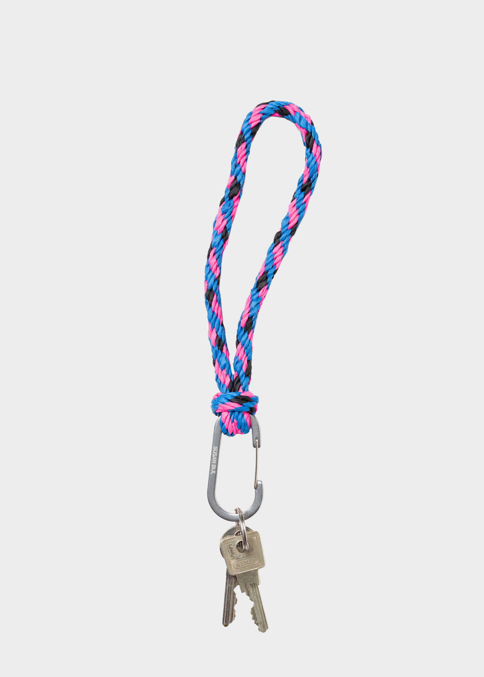Susan Bijl Susan Bijl - Keychain KUMIHIMO (REVERB) Blueback & Fluo Pink