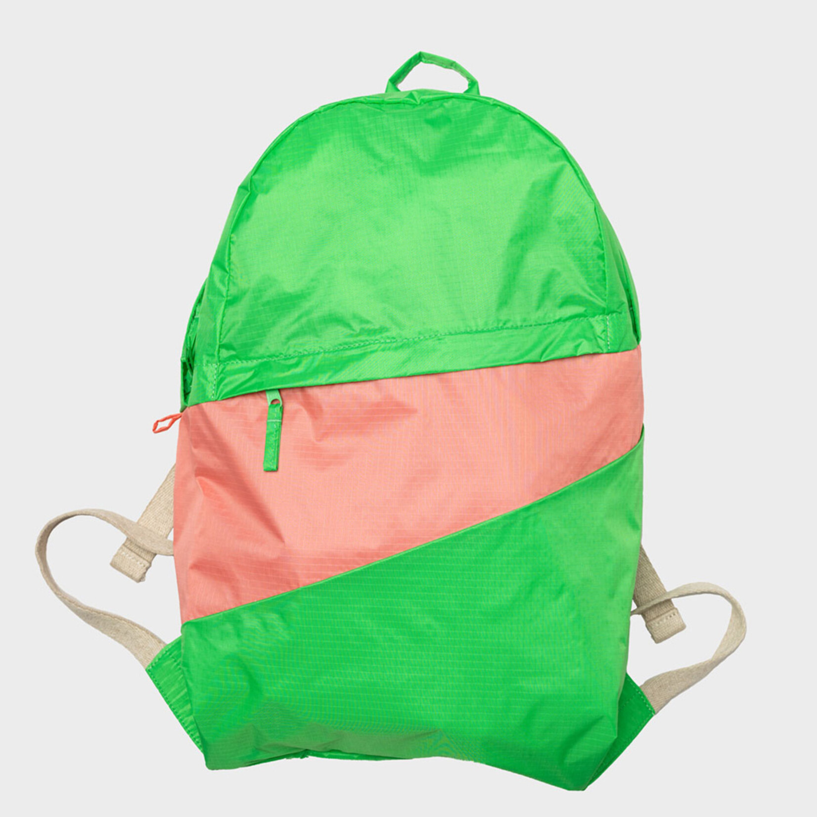 Susan Bijl Susan Bijl - The New Foldable Backpack (FLASH) - L - Greenscreen &  Coral