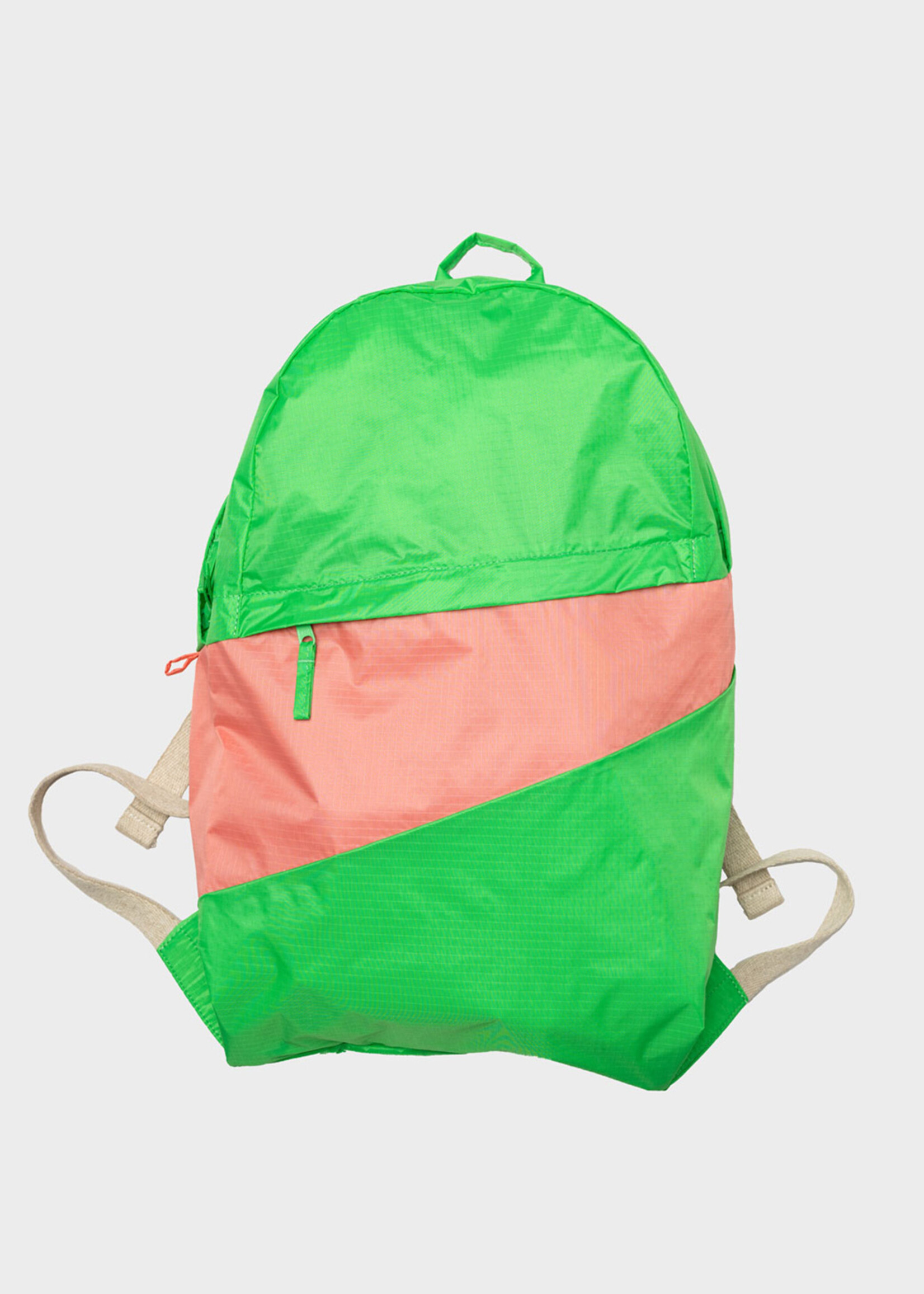 Susan Bijl Susan Bijl - The New Foldable Backpack (FLASH) - L - Greenscreen &  Coral