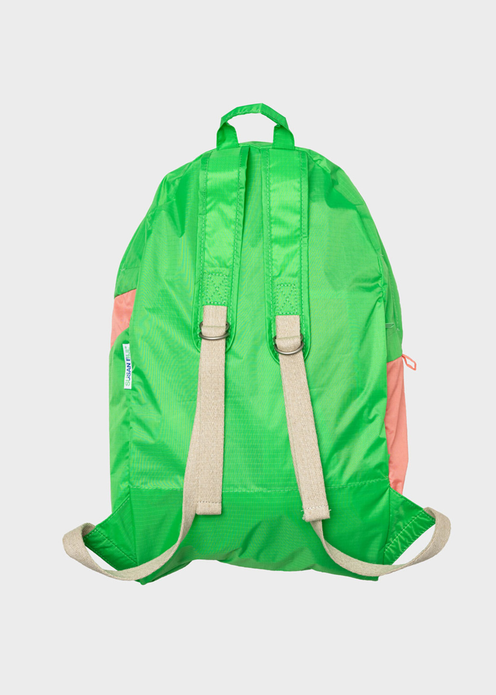 Susan Bijl Susan Bijl - The New Foldable Backpack (FLASH) - L - Greenscreen &  Coral