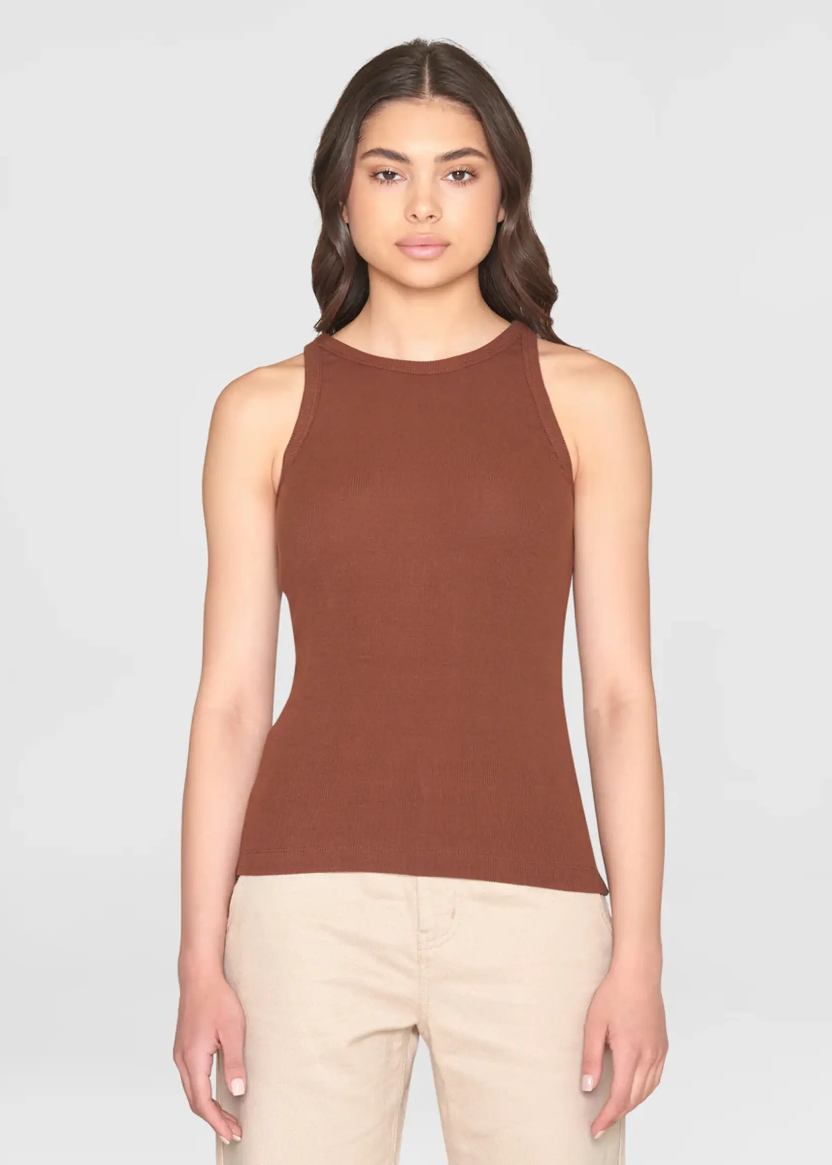 KnowledgeCotton Apparel KnowledgeCotton Apparel - Racer rib top - Tiramisu