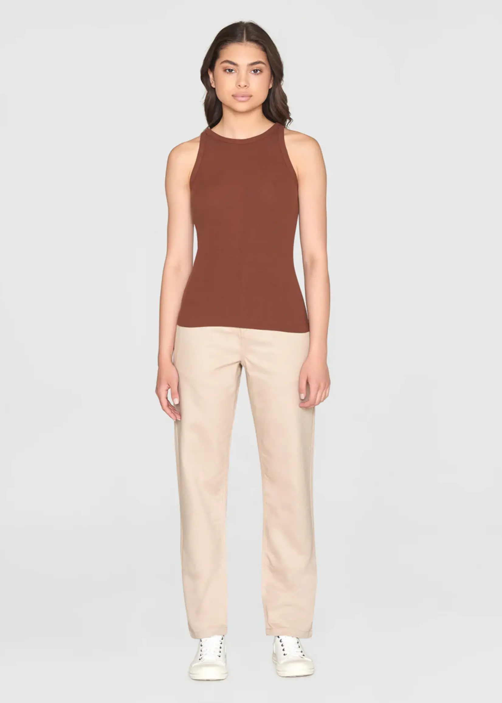 KnowledgeCotton Apparel KnowledgeCotton Apparel - Racer rib top - Tiramisu