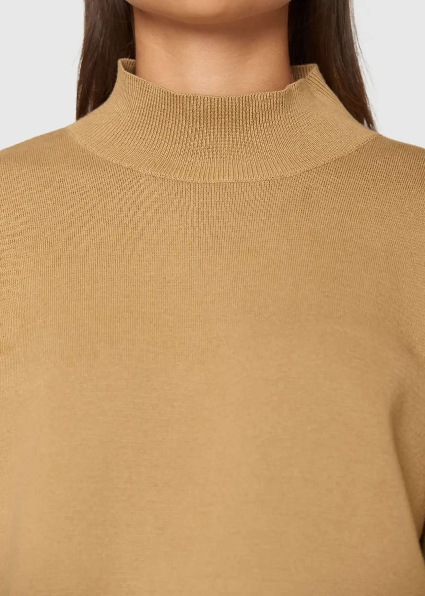 KnowledgeCotton Apparel KnowledgeCotton Apparel - Cotton high neck knit - Kelp Melange