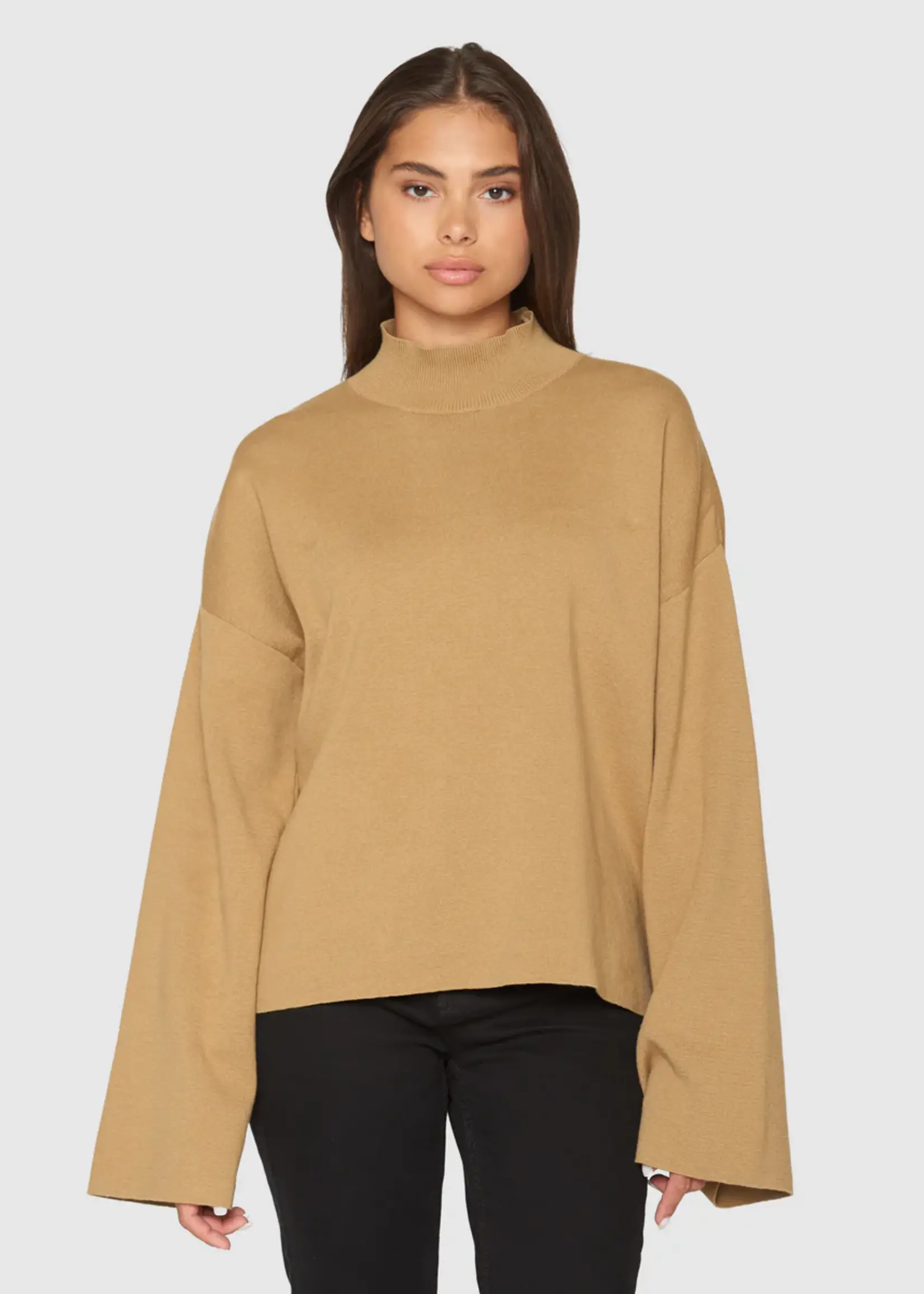 KnowledgeCotton Apparel KnowledgeCotton Apparel - Cotton high neck knit - Kelp Melange