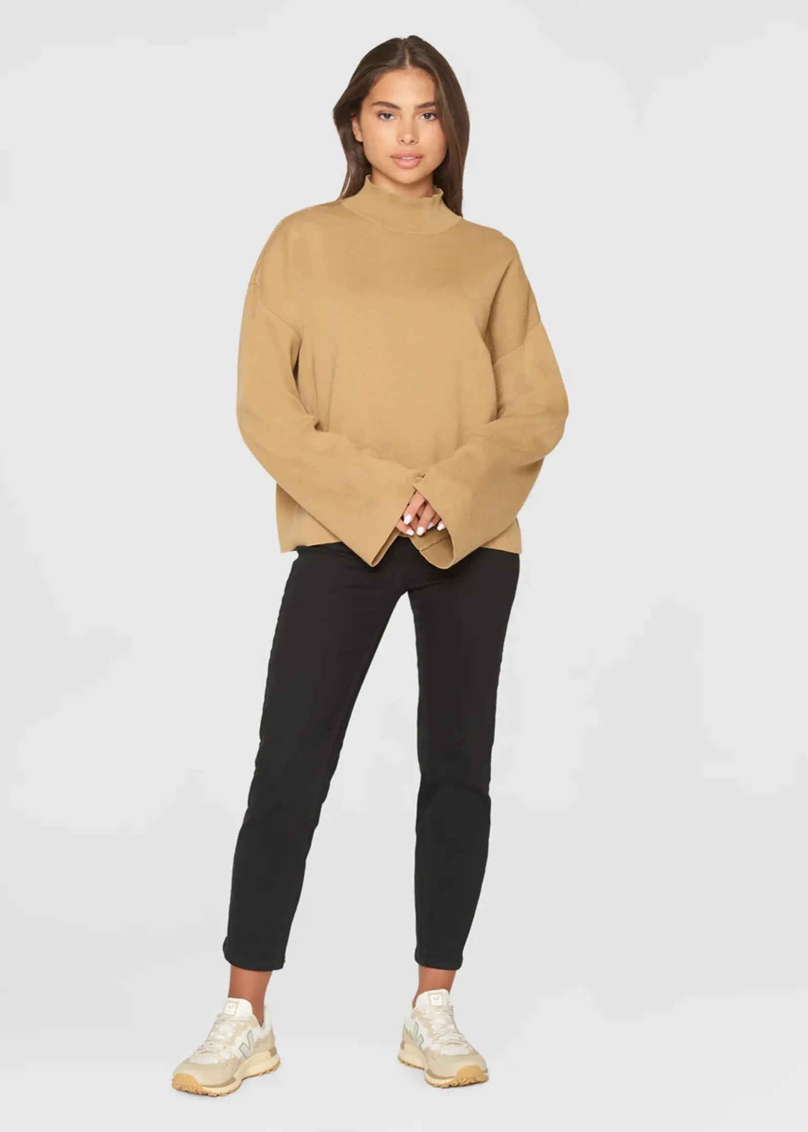 KnowledgeCotton Apparel KnowledgeCotton Apparel - Cotton high neck knit - Kelp Melange