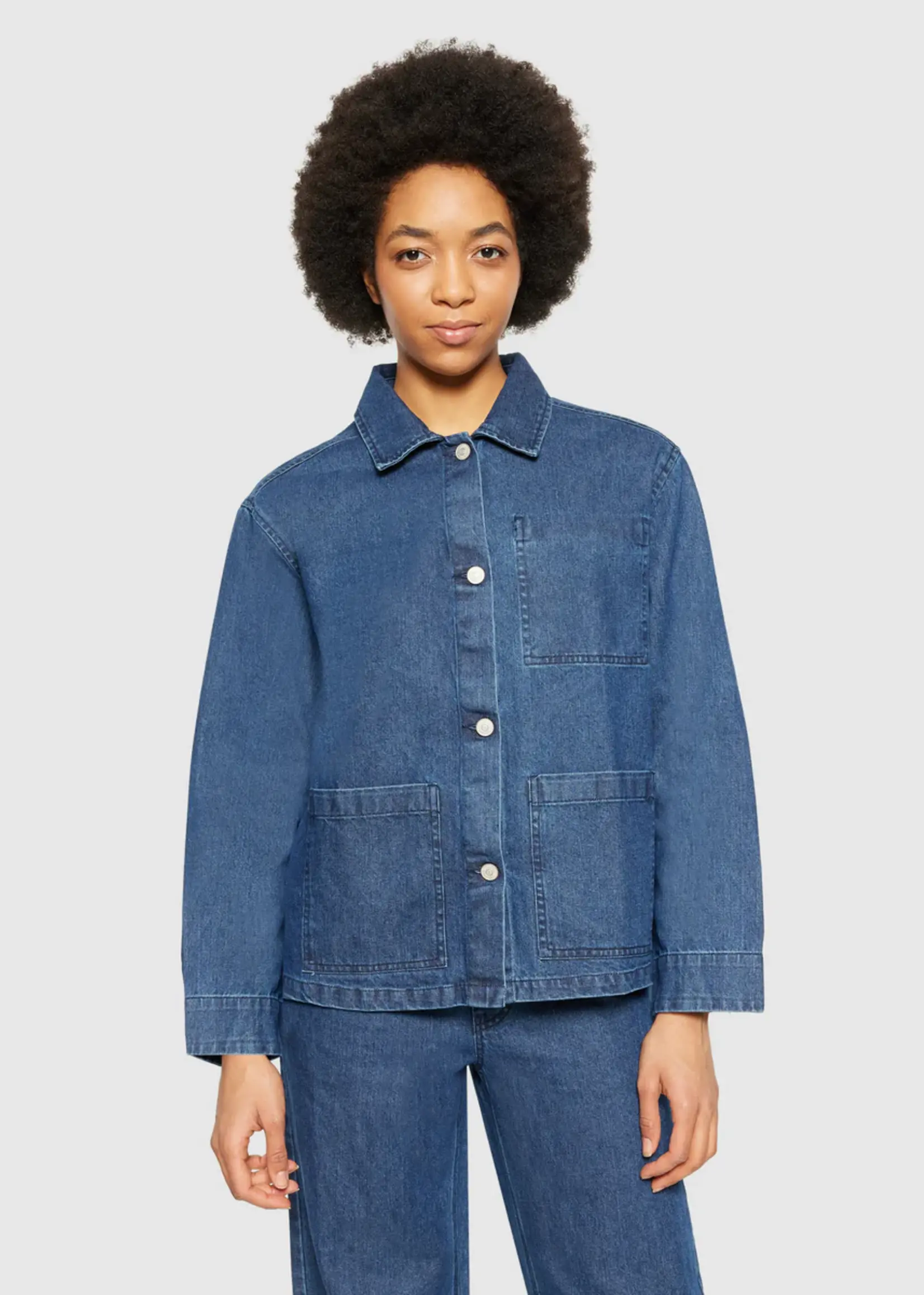 KnowledgeCotton Apparel KnowledgeCotton Apparel - Denim overshirt - Dark Blue
