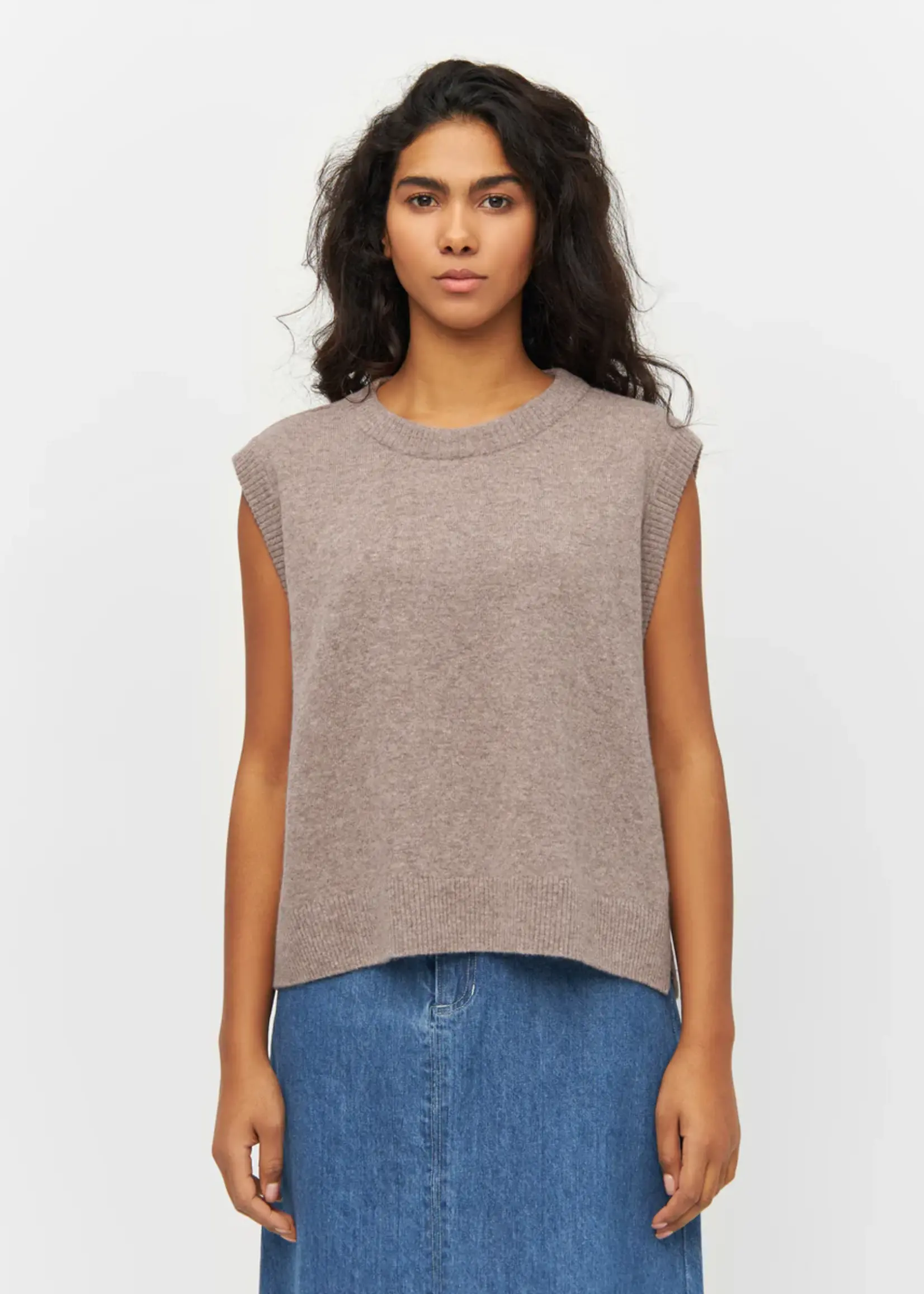 KnowledgeCotton Apparel KnowledgeCotton Apparel - Lambswool vest - Kelp Melange