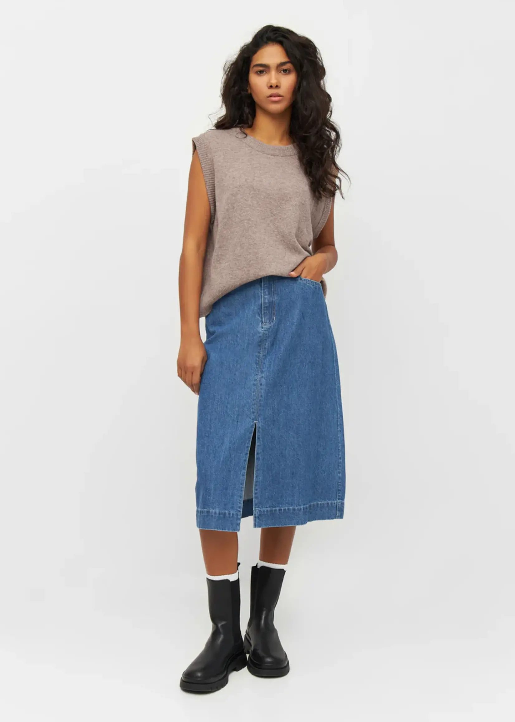 KnowledgeCotton Apparel KnowledgeCotton Apparel - Lambswool vest - Kelp Melange