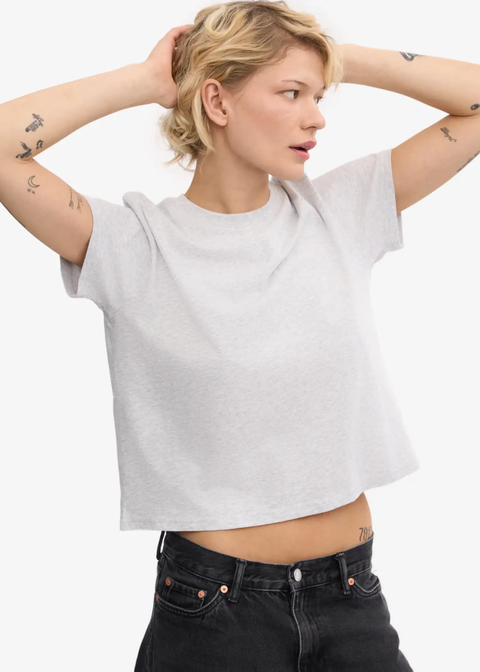 Colorful Standard Colorful Standard - Organic Boxy Crop Tee - Snow Melange
