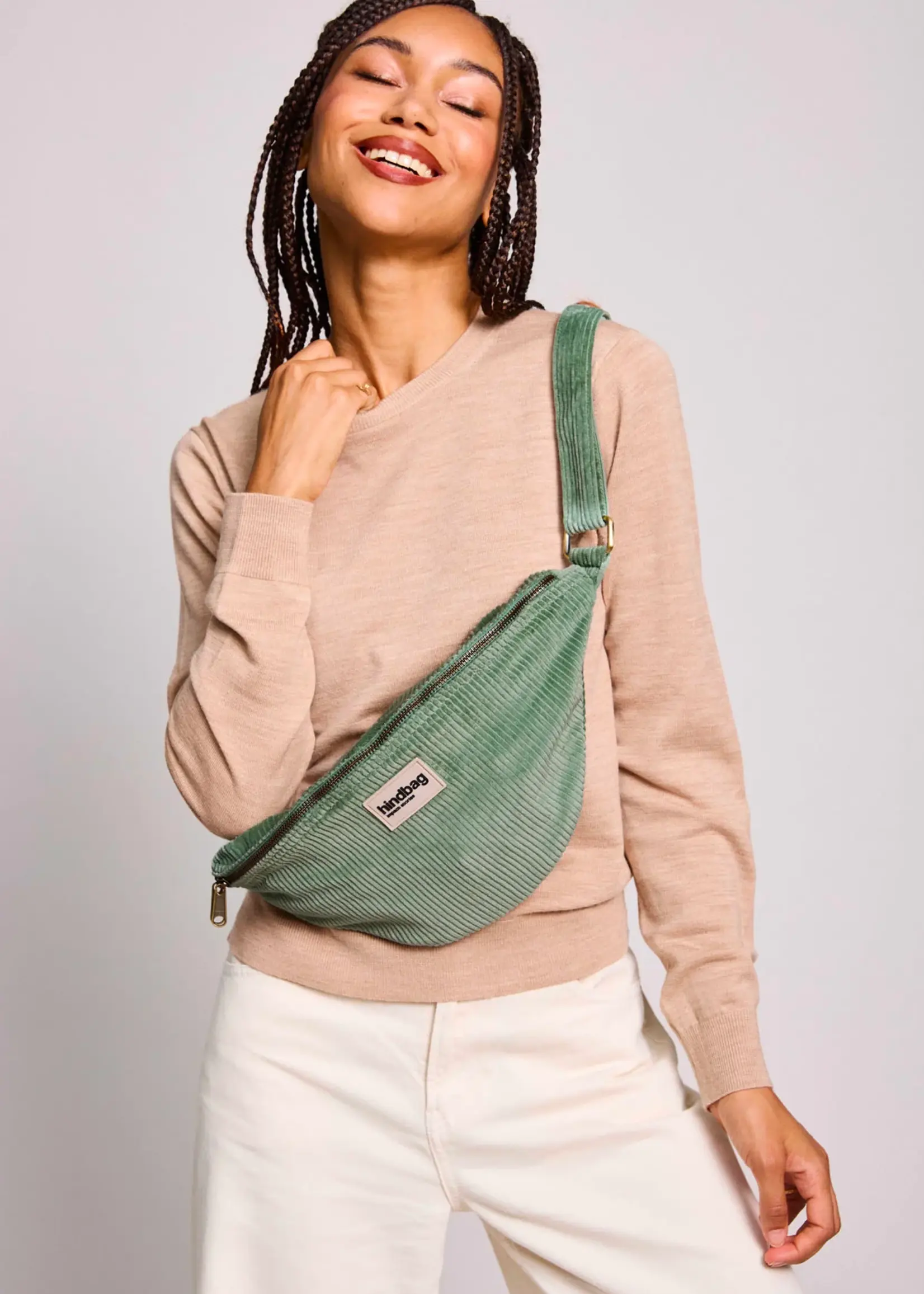 Hindbag Hindbag - Sasha Fanny Pack - Velvet Seafoam Green