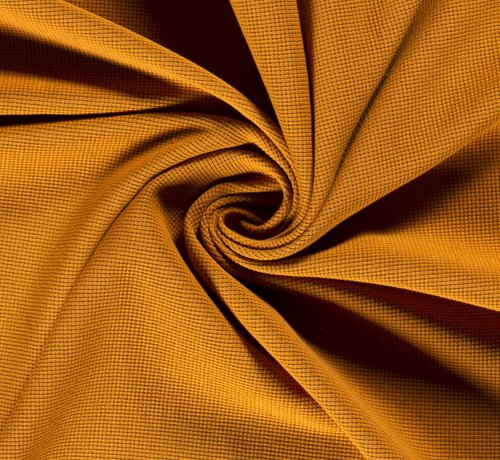 Waffle Cotton fabric heavy uni ocher 140 cm wide