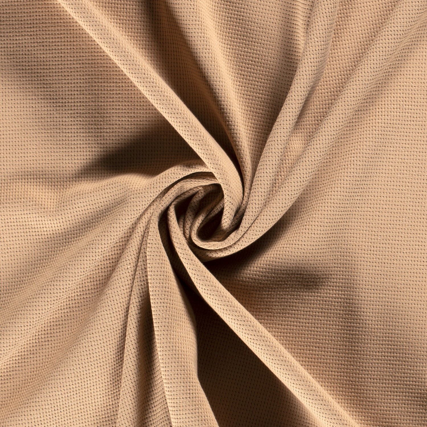 Buy waffle cotton fabric heavy uni camel online Stoffen.nl
