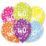 6 Latex Balloons All Round Printed Age 40 27.5 cm / 11"