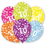 6 Latex Balloons All Round Printed Age 70 assorted 27.5 cm / 11"