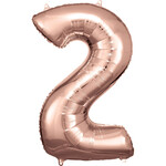 Large Number 2 Rose Gold Foil Balloon N34 Packaged 92 cm x 57 cm