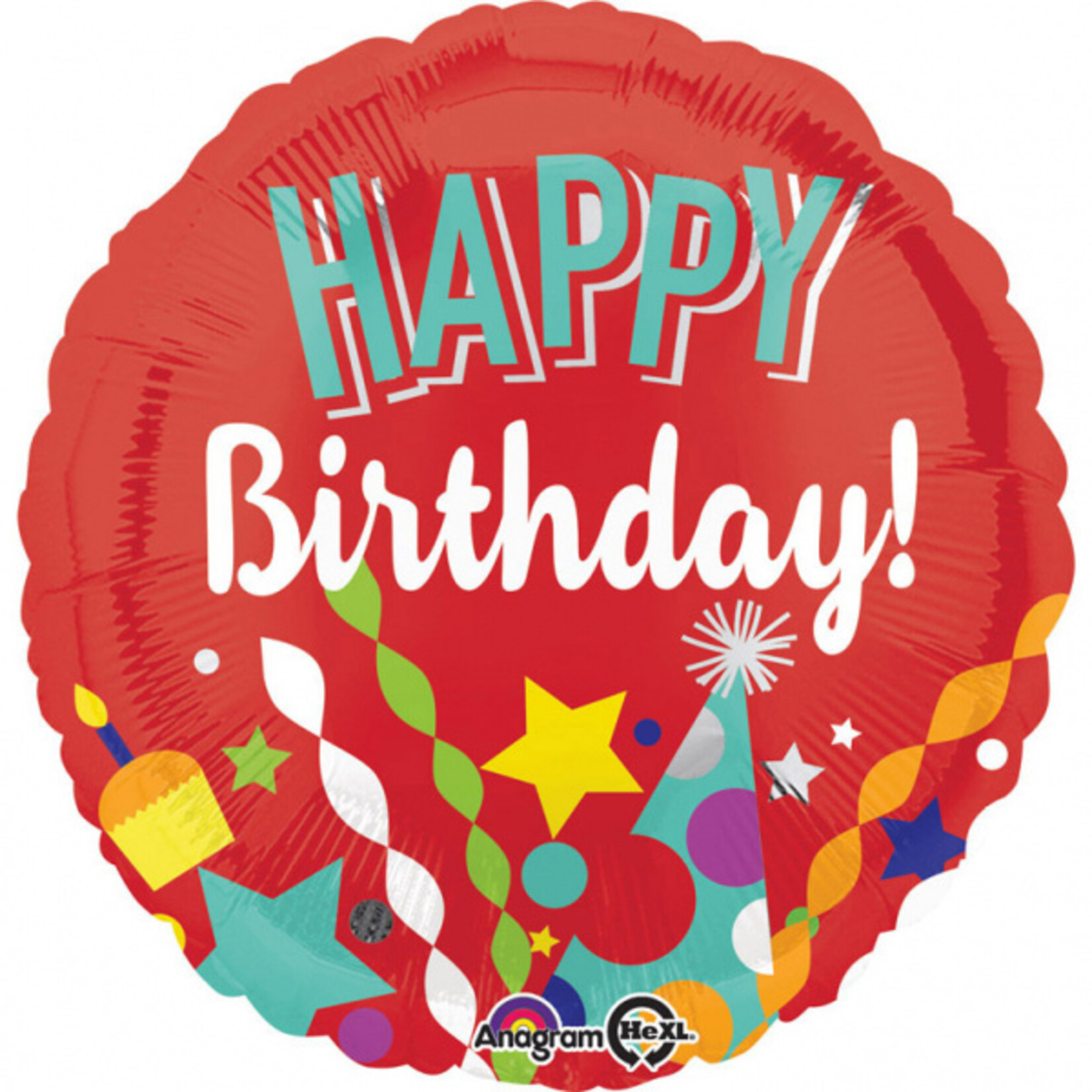 Standard Festive HBD Foil Balloon S40 Packaged 43 cm