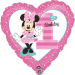 Standard Minnie 1st Birthday Foil Balloon S60 Packaged 43 cm