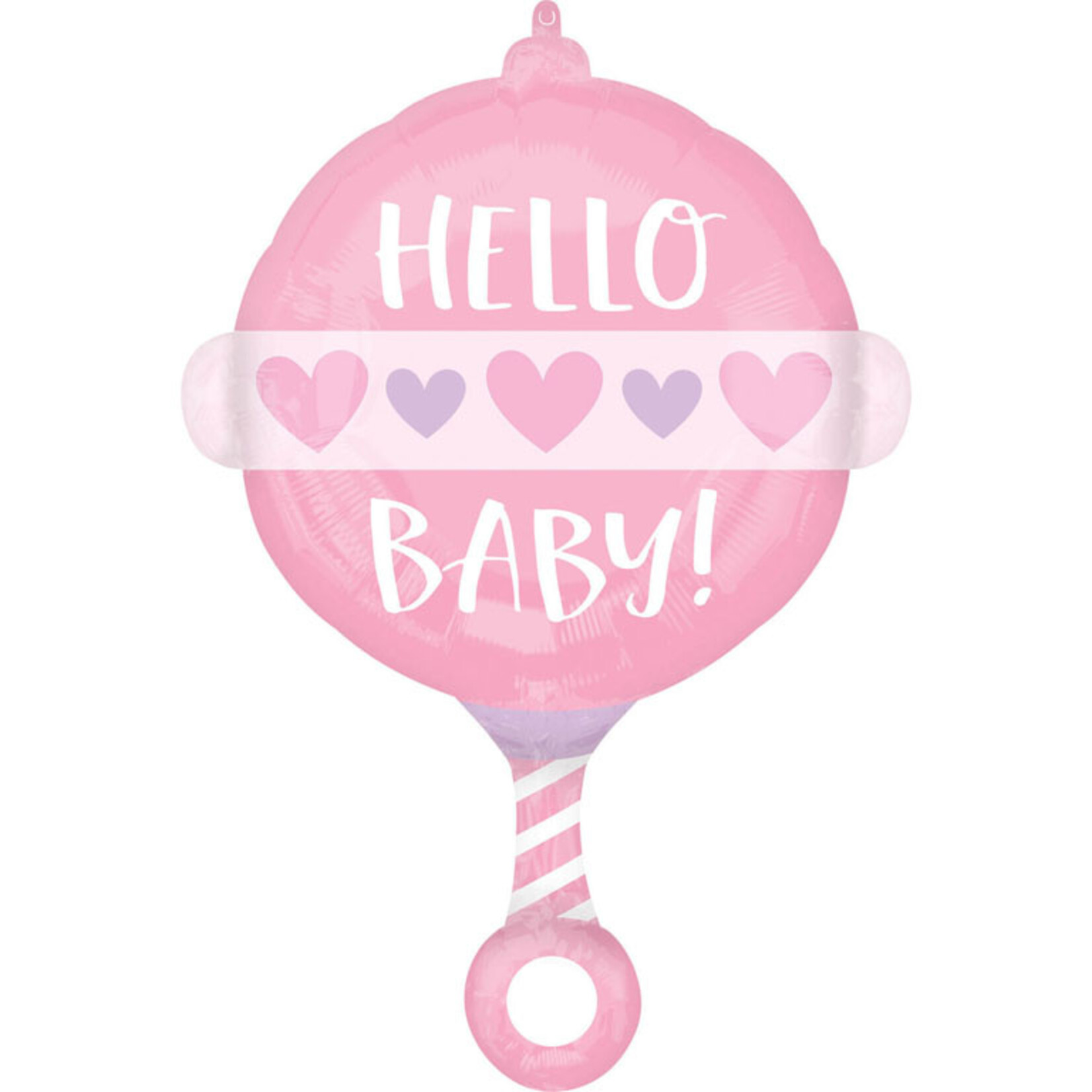 Standard Shape Baby Girl Rattle Foil Balloon S50 Packaged 43 cm x 60 cm