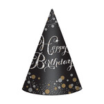 8 Cone Hats Sparkling Gold Celebrations