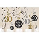 12 Swirl Decoraties 30 Sparkling Celebration Goud Folie / Papier 61 cm