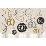 12 Swirl Decoraties 60 Sparkling Celebration Goud Folie / Papier 61 cm