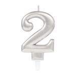 Number Candle 2 Sparkling Celebrations with Holder Silver Wax / Plastic Height 9.3 cm