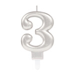 Number Candle 3 Sparkling Celebrations with Holder Silver Wax / Plastic Height 9.3 cm