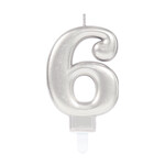 Number Candle 6 Sparkling Celebrations with Holder Silver Wax / Plastic Height 9.3 cm