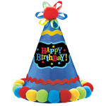 Party Cone Hat Birthday Brights Paper / Fabric Height 20.9 c