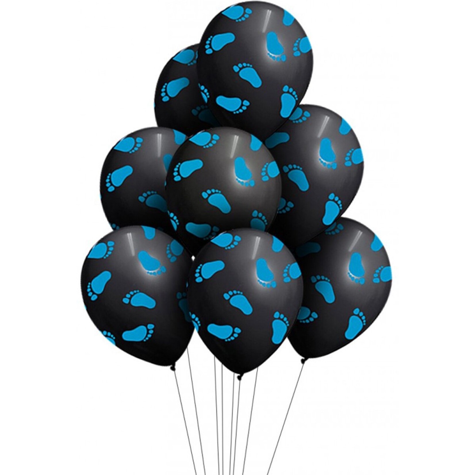 Ballon babyvoetje blauw x 8