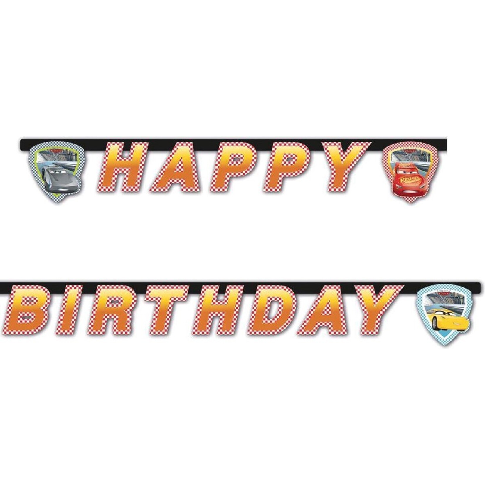 Wenslijn letterbanner 'HBD' Cars (200cm)