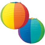 Lantaarn regenboog papier 24 cm. per 3 stuks