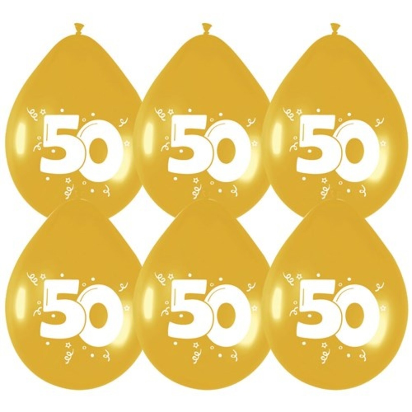Ballonnen Goud "50" 30cm 6St.