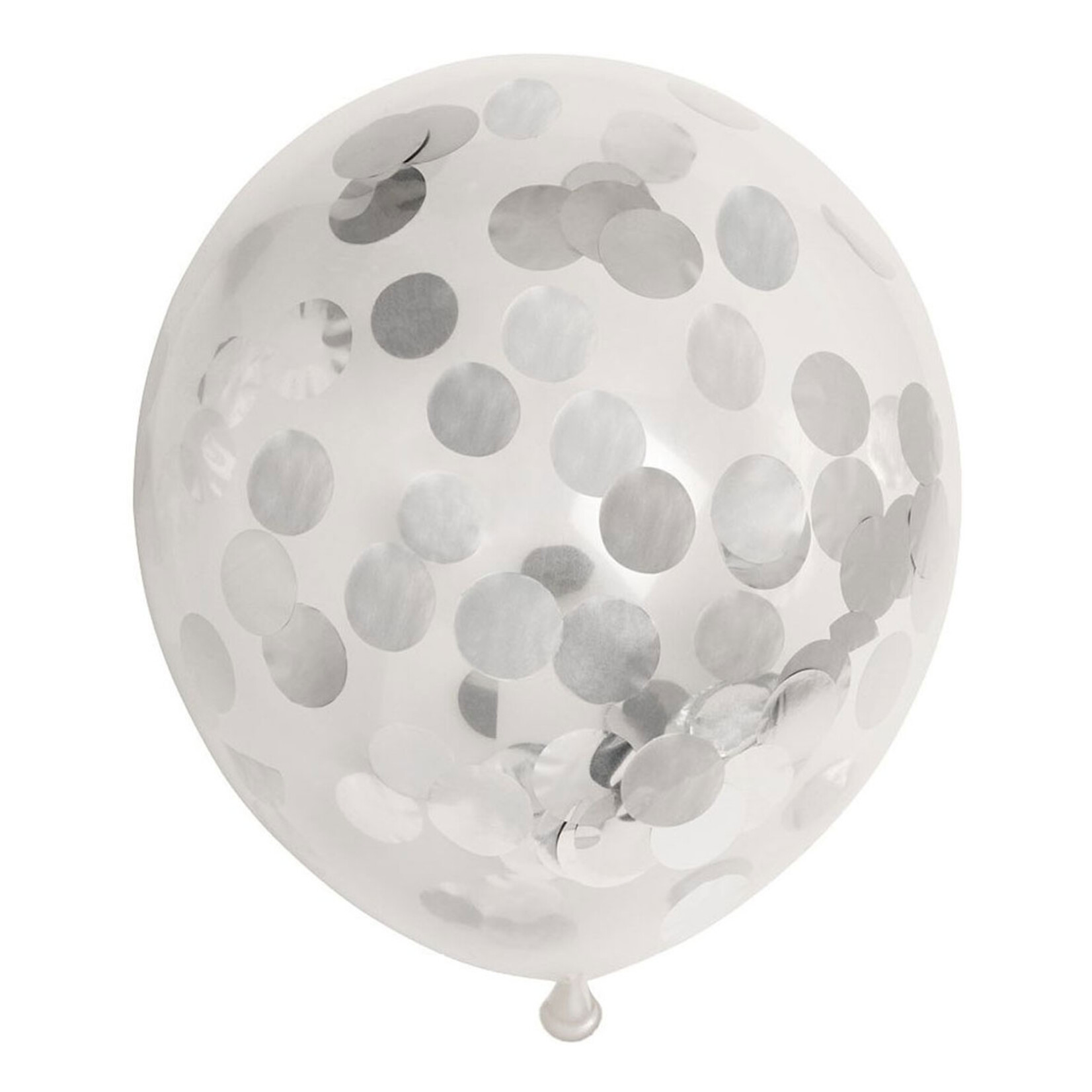 Ballonnen + confetti zilver (Ø30cm, 6st)