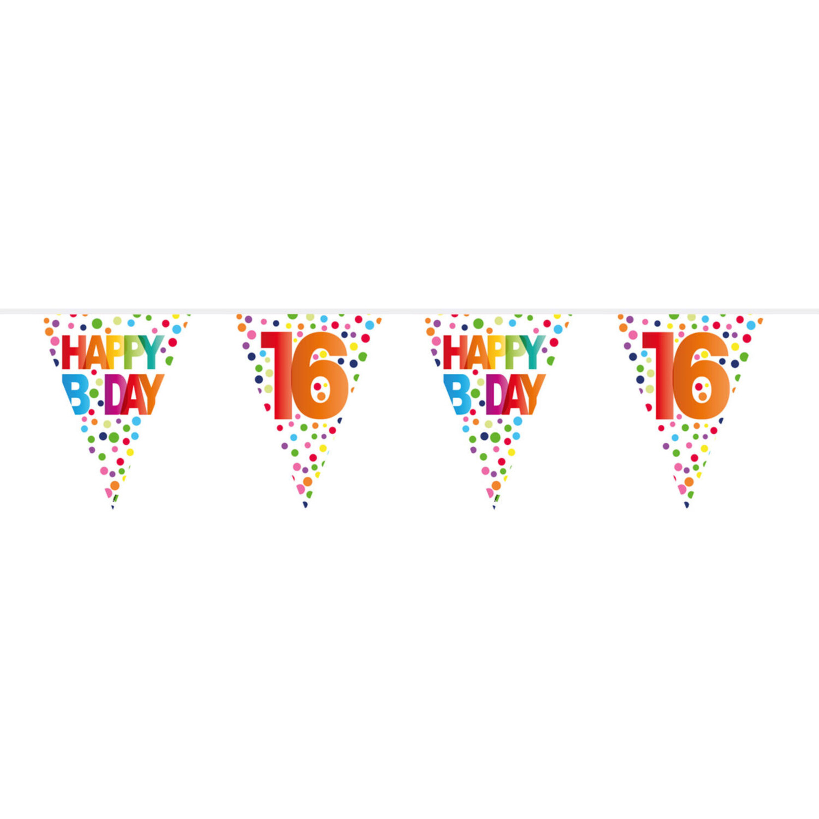 16 Jaar Happy Bday Dots Vlaggenlijn - 10 meter