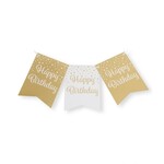 Feestslinger banner vlaggen goud/wit - Happy Birthday