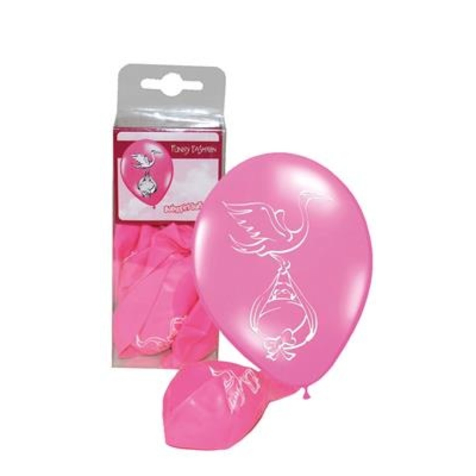 Balloons ooievaar pink 12 pc