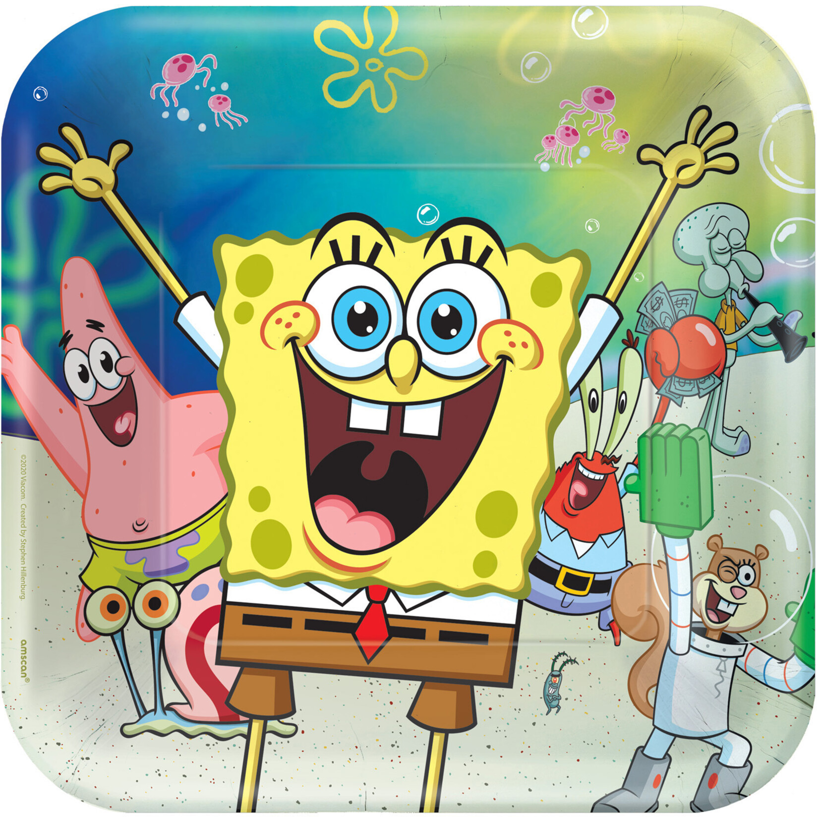 8 borden spongebob vierkant papier 23x23 cm