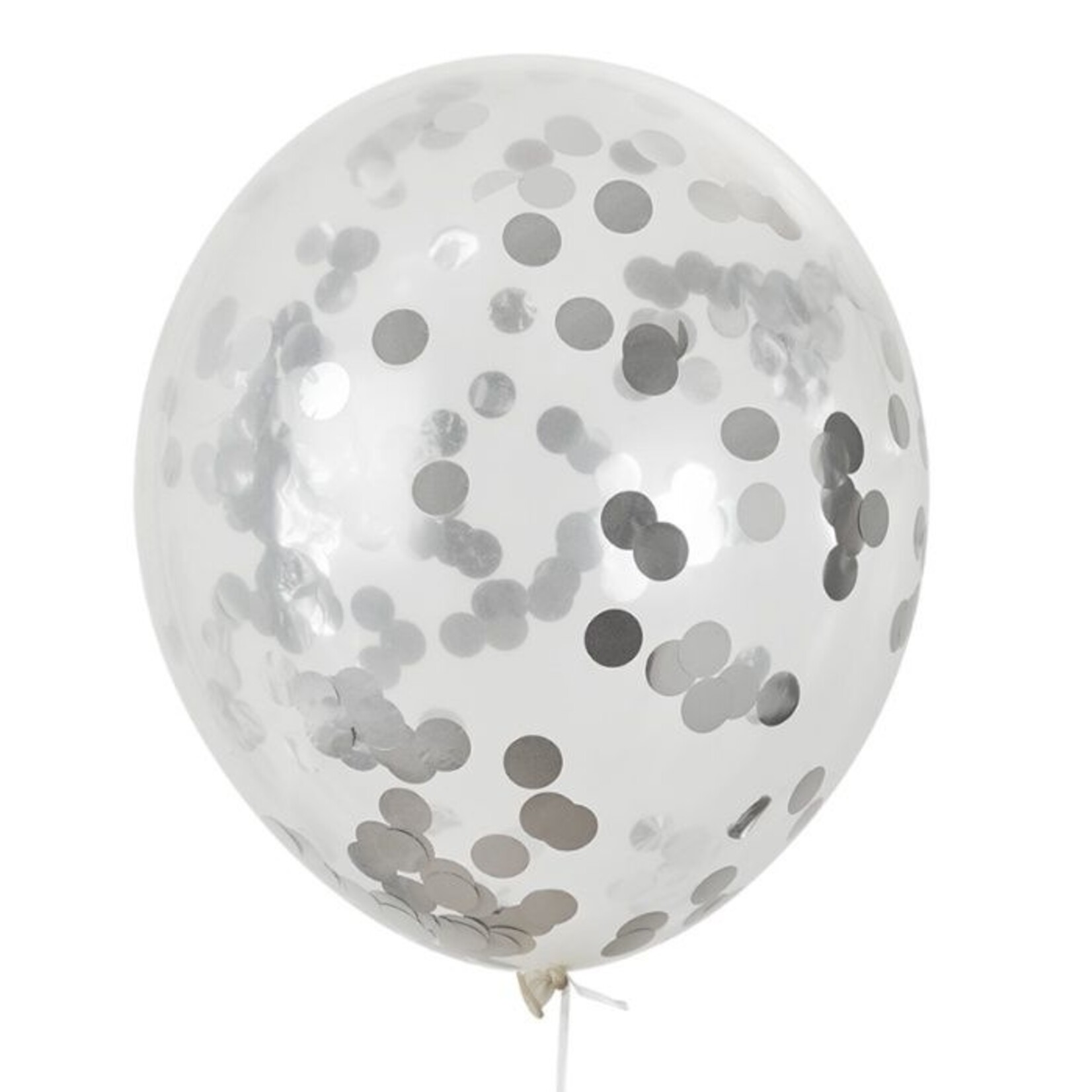 Ballonnen + confetti zilver (Ø61cm, 3st)