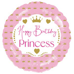 Standard HBD Princess Foil Balloon C40 Packaged 43 cm