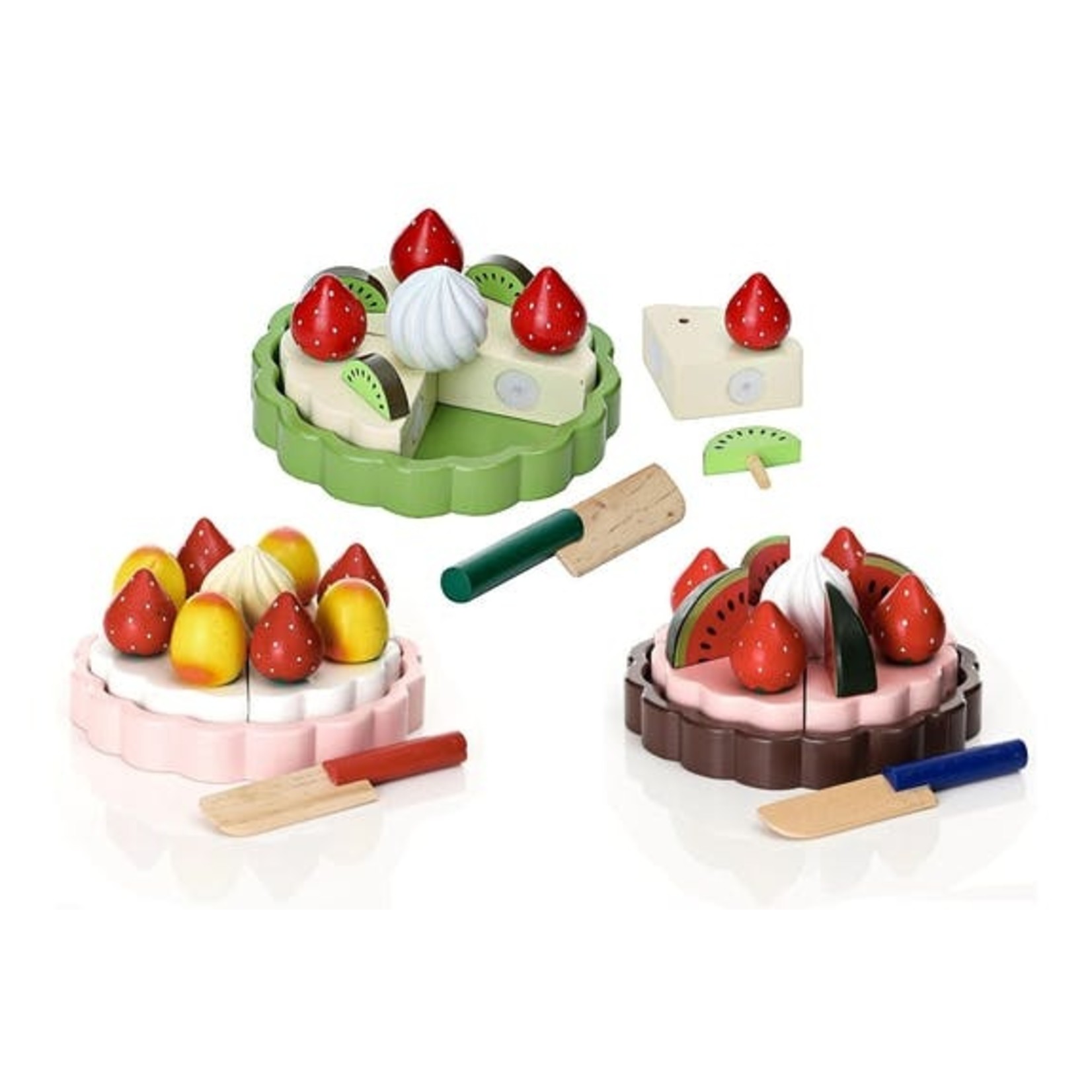 Magni Aps Magni Aps houten speeltaart chocolade met fruit