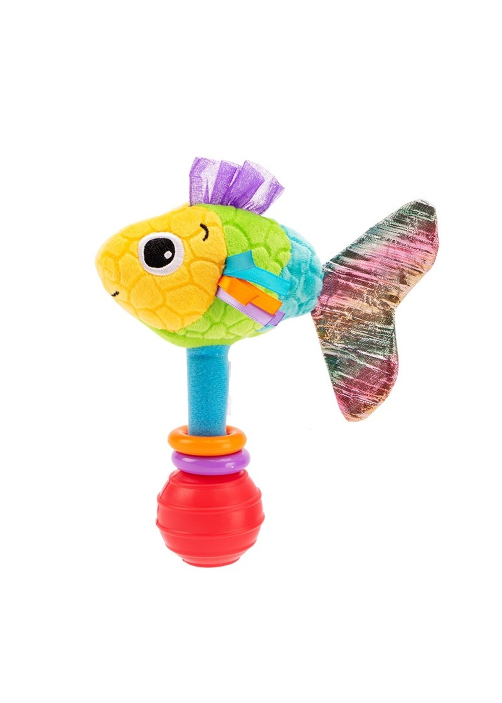 Louas Pluche baby rammelaar vis met felle kleuren