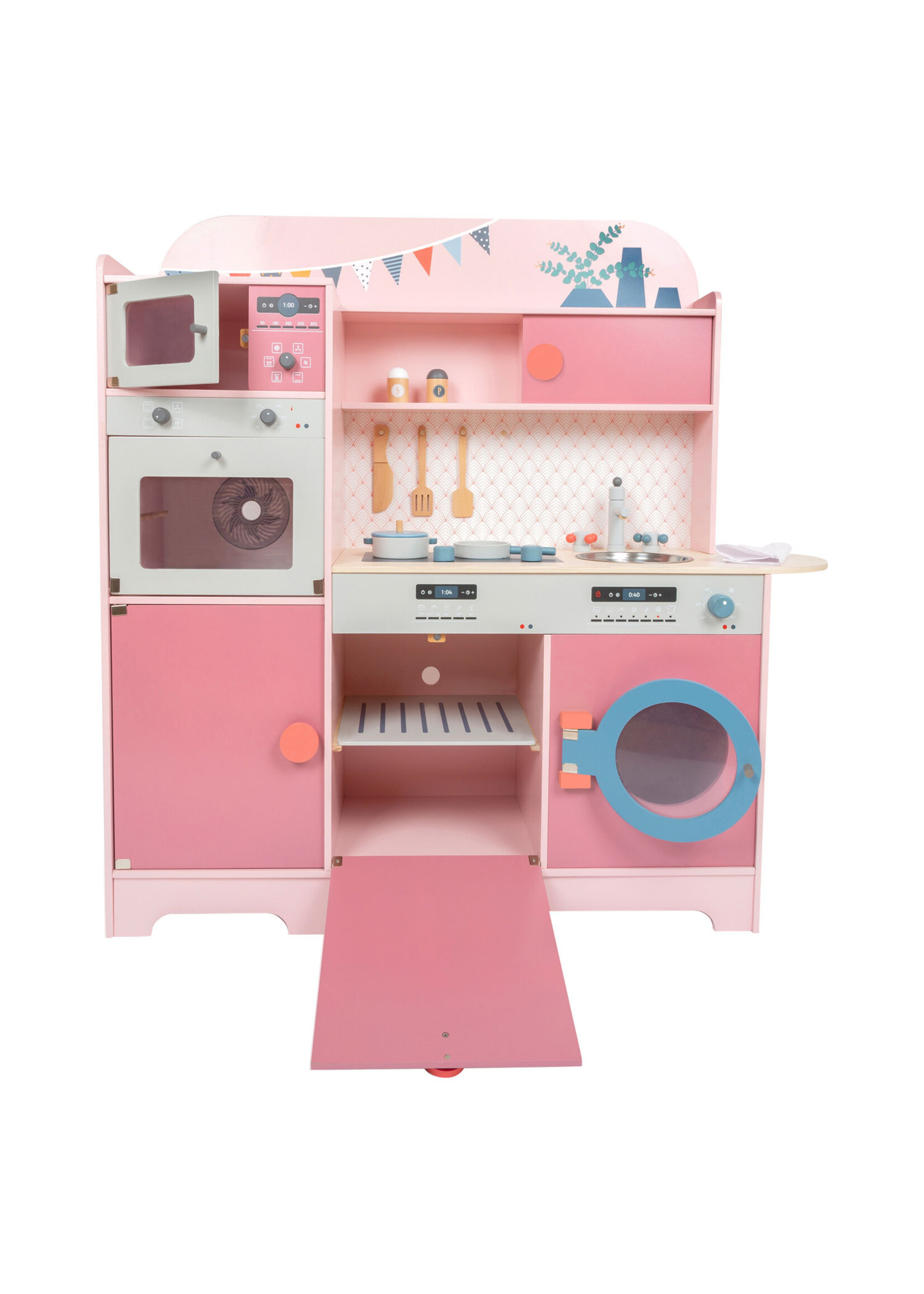 Small foot  Houten speelkeuken gourmet roze, 12 delig