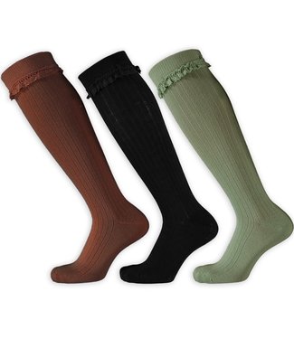 In Control 3-pack kniekousen bruin - zwart-khaki