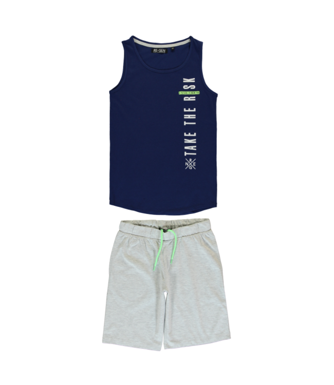 Rebel Generation Sportieve Set Blauwe singlet en grijze short