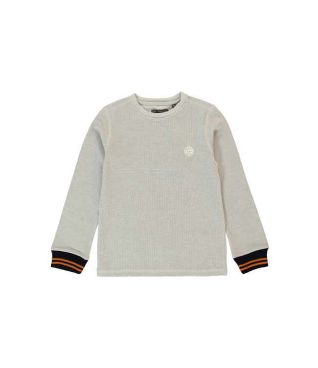 Lichtgrijze sweatshirt met oranje mouwboord